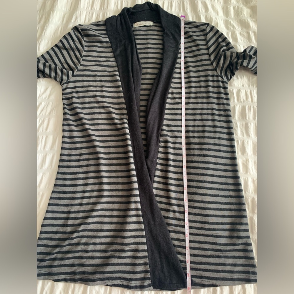 Michael Farrell Black and Gray Striped Women's Cardigan - Picture 12 of 16